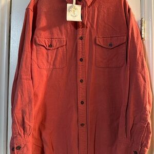 Urban Renewal Men’s Coral Button-Up Flannel Shirt
